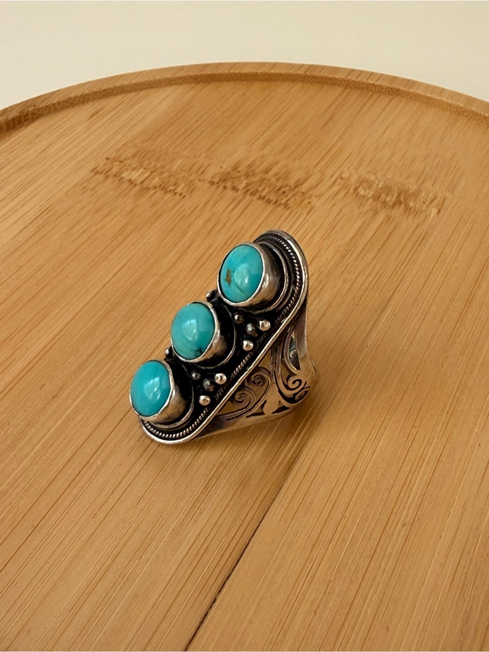 Silver Triple Turquoise ring - Picture 13 of 16
